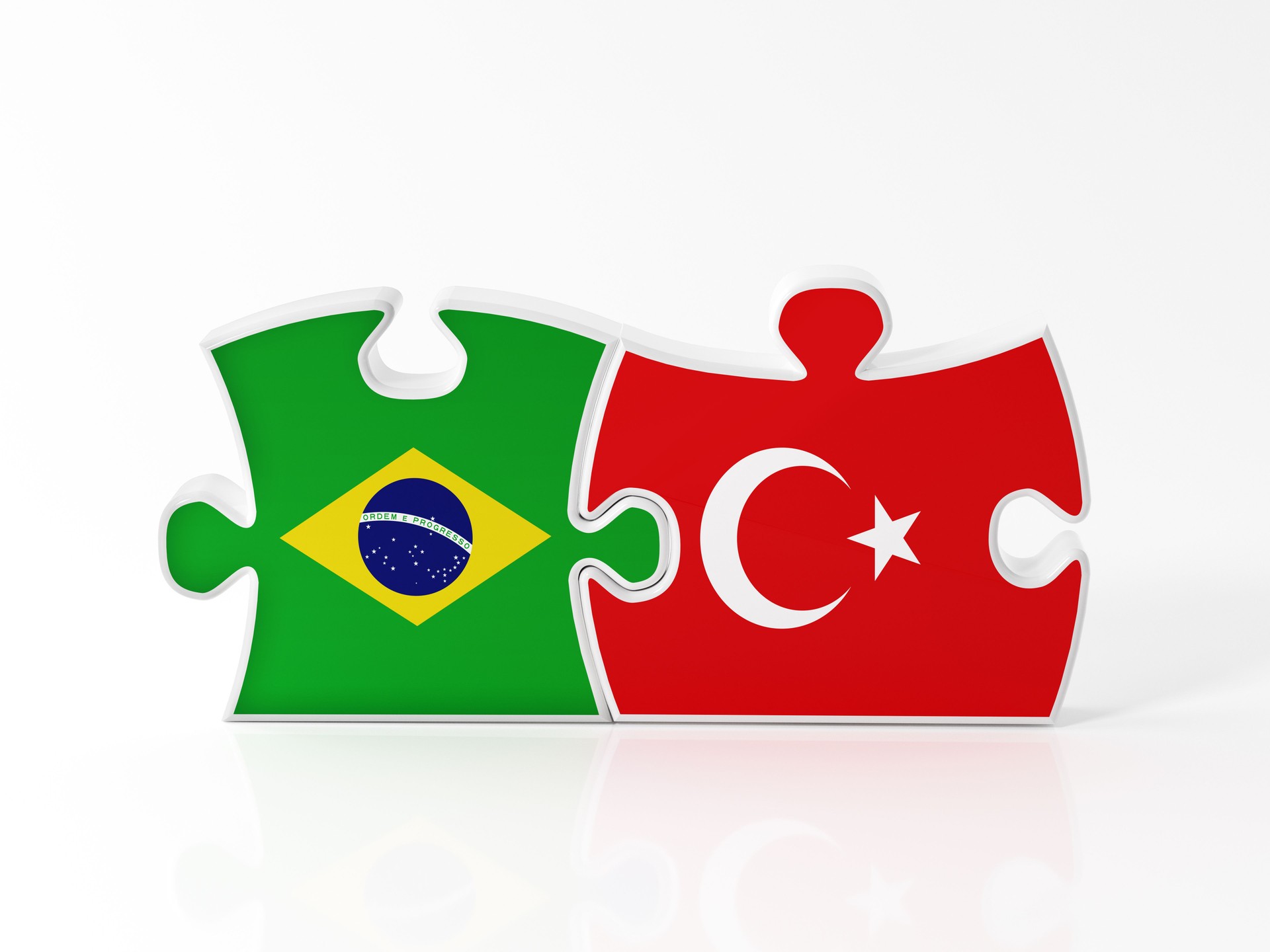 Jigsaw Puzzle Pieces Textured With Brazilian And Turkish Flags